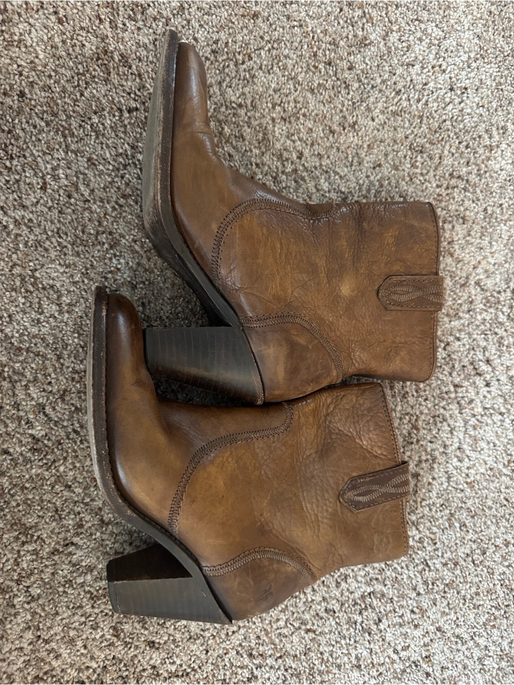 Frye Women’s Brown Leather Western Ankle Booties - Picture 2 of 7